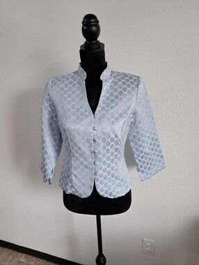 Vintage K & Company Jacket Women's 10 Baby Blue Button Up 3/4 Sleeve Capsule